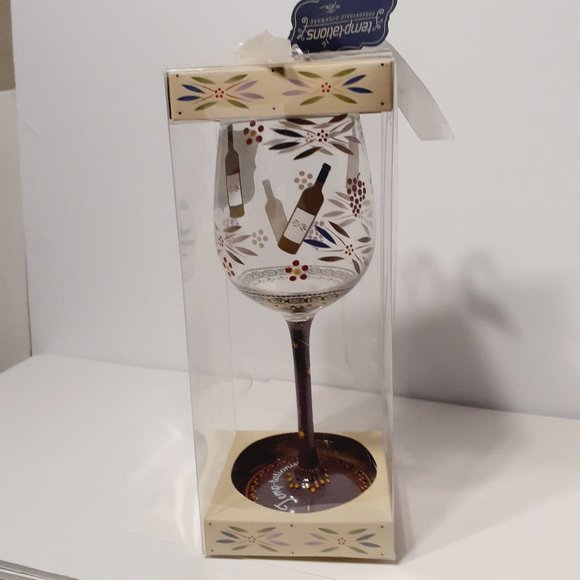 "Life is a grape" 8.5" tall 15oz. decorated wine glass from temp-tations - Picture 9 of 16